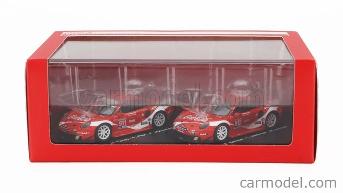 Spark-model Porsche 911 991 Rsr Team Porsche Gt Coca-cola N 911 Petit Le Mans 2019 P.pilet - N.tandy - F.makowiecki + N 912 Petit Le Mans 2018 E.bamber - L.vanthoor - M.jaminet 1:64 červená biela