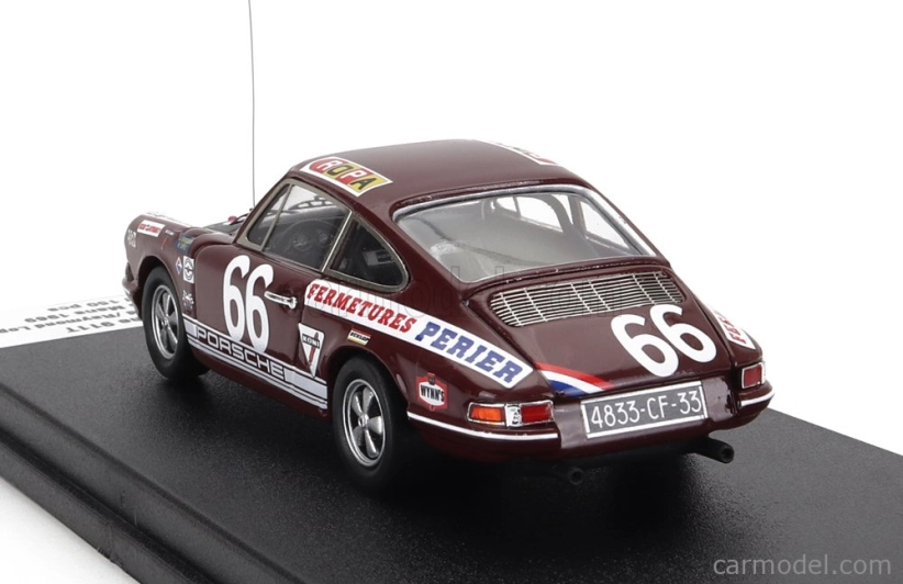 Trofeu Porsche 911t Team Egreteaud N 66 24h Le Mans 1969 J.egreteaud - R.lopez 1:43 Bordeaux Black