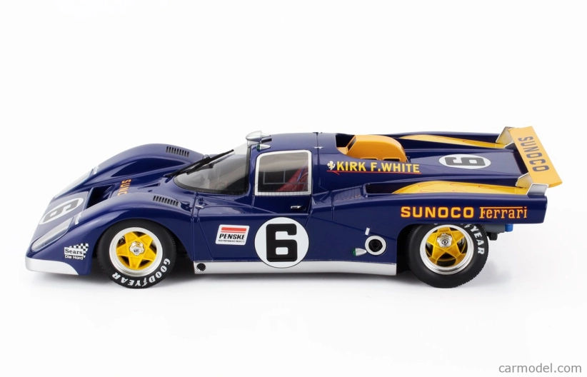 Werk83 Ferrari 512m 5.0l V12 Team Penske Sunoco N 6 3rd 24h Daytona 1971 Mark Donohue - David Hobbs 1:18 Modrá Žlutá