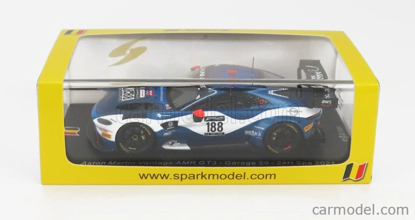 Spark-model Aston martin Vantage Amr Gt3 Team Garge 59 N 188 24h Spa 2021 A.west - C.goodwin - C.eastwood - M.kirchhofer 1:43 2 Tóny Modré Bílé