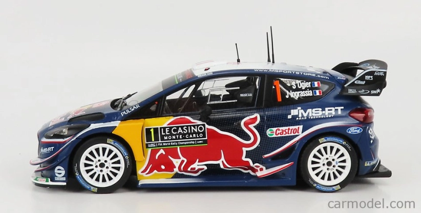 Ixo-models Ford england Fiesta Wrc Red Bull N 1 Winner Rally Montecarlo 2018 S.ogier - J.ingrassia 1:24 Modrá žltá červená