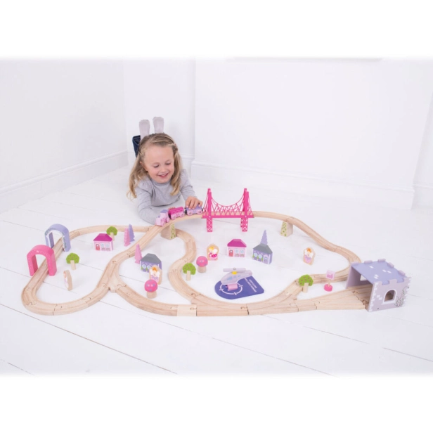 Bigjigs Rail Veľká drevená vláčiková dráha pre princezné - poškodený obal