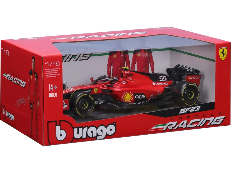Bburago Ferrari F1 Sf-23 Team Scuderia Ferrari N 55 2023 Carlos Sainz 1:18, červená