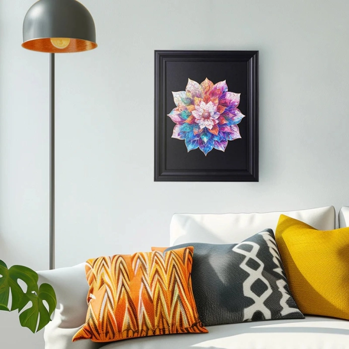 RoboTime Dřevěné puzzle Květinová mandala - poškozený obal