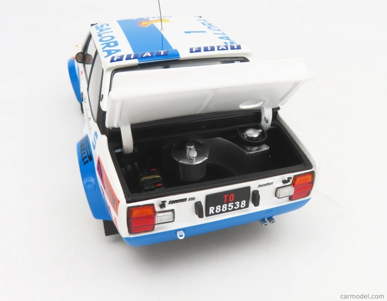 Kyosho Fiat 131 Abarth N 1 Winner Rally 1000 Lakes 1980 1:18, bílomodrá