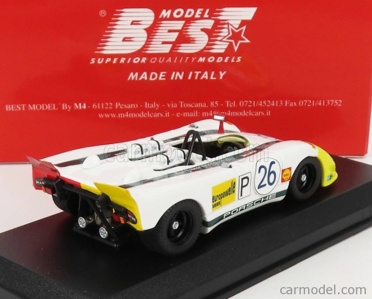 Najlepší model Porsche 908/2 Flunder Spider N 26 Targa Florio 1970 G.larrousse - R.lins 1:43 Biela červená žltá