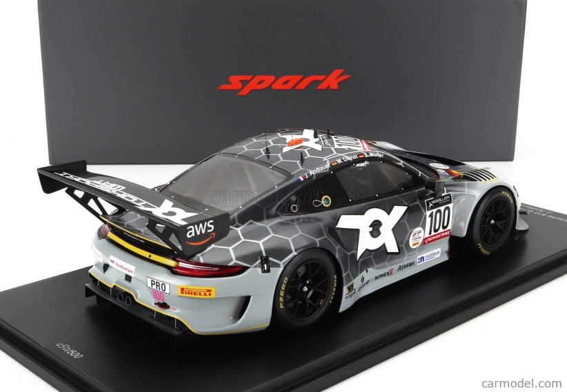 Spark-model Porsche 911 991-2 Gt3 R Team Toksport Wrt N 100 24h Spa 2022 J.andlauer - M.dienst - S.muller 1:18 Bílá Černá