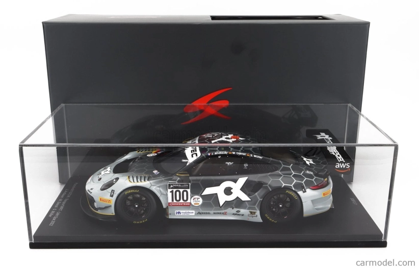 Spark-model Porsche 911 991-2 Gt3 R Team Toksport Wrt N 100 24h Spa 2022 J.andlauer - M.dienst - S.muller 1:18 Bílá Černá