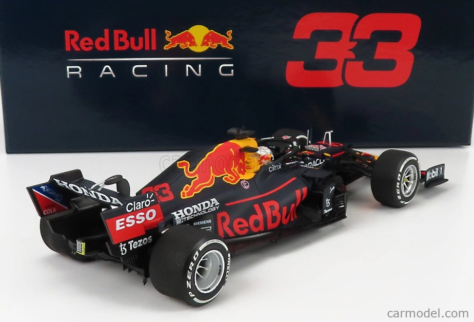 Minichamps Red bull F1 Rb16b Honda Ra620h Team Aston Martin N 33 Winner Abu Dhabi Gp With Pit Board World Champion 2021 Max Verstappen 1:18 Matná modrá žltá červená