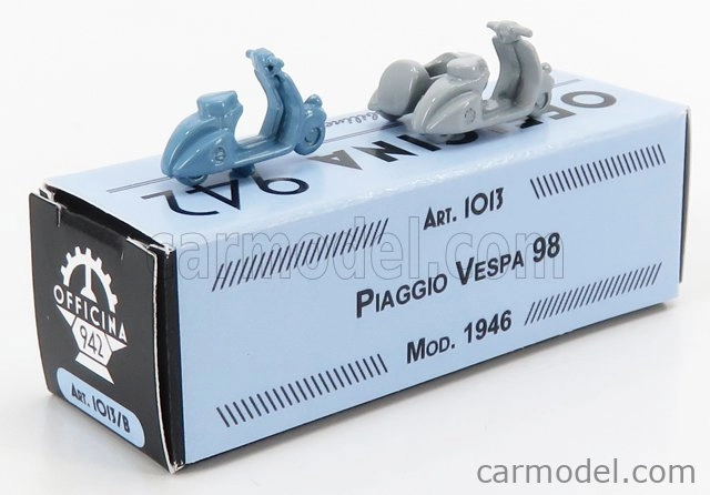 Officina-942 Piaggio Set 2x Vespa 98 + Vespa 98 Sidecar 1946 1:76 svetlomodrá svetlosivá