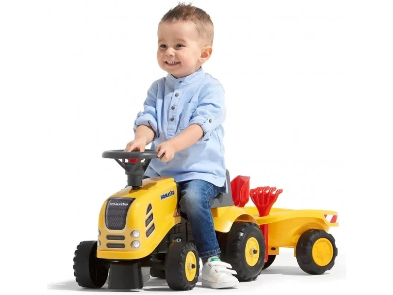FALK - Dětské odrážedlo Baby Komatsu s vlečkou, lopatkou a hrabičkami