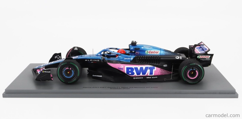 Spark-model Alpine F1  A523 Team Bwt Alpine N 31 3rd Monaco Gp 2023 Esteban Ocon 1:18 Modrá Růžová