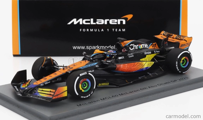 Spark-model Mclaren F1 Mcl60 Team Mclaren N 81 6th Abu Dhabi Gp 2023 Oscar Piastri 1:43 Orange Blue Black