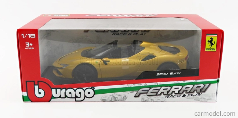 Bburago Ferrari SF90 Spider 1:18 žlutá metalíza
