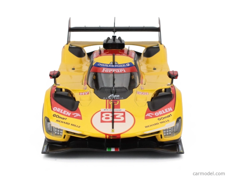 Bburago Ferrari 499p 3.0l Turbo V6 Team Af Corse N 83 24h Le Mans 2024 Robert Kubica – Robert Shwartzman – Yifei Ye 1:18 žltá červená