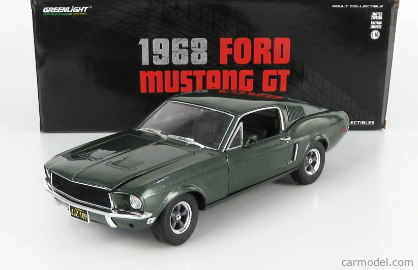 Greenlight Ford usa Mustang Gt390 Coupe 1968 - Bullit - Steve Mcqueen 1:18 Tmavo zelená Highland