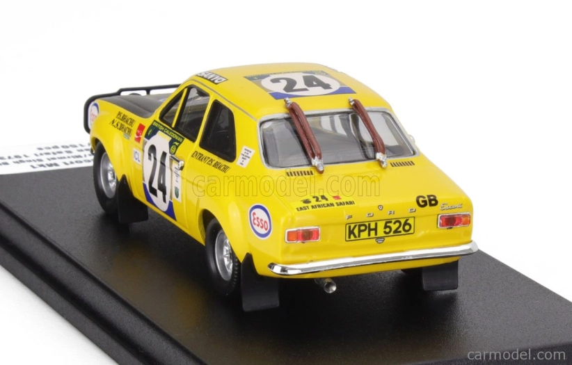 Trofeu Ford england Escort Mk1 (night Version) N 24 Rally East African Safari 1973 Pyara Singh Bhachu - Nirmal Singh Bhachu 1:43 Žlutá Černá
