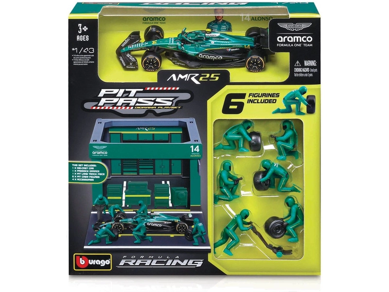 Bburago Aston Martin AMR25 (2025) 1:43 #14 Alonso (Pit Pass Set)