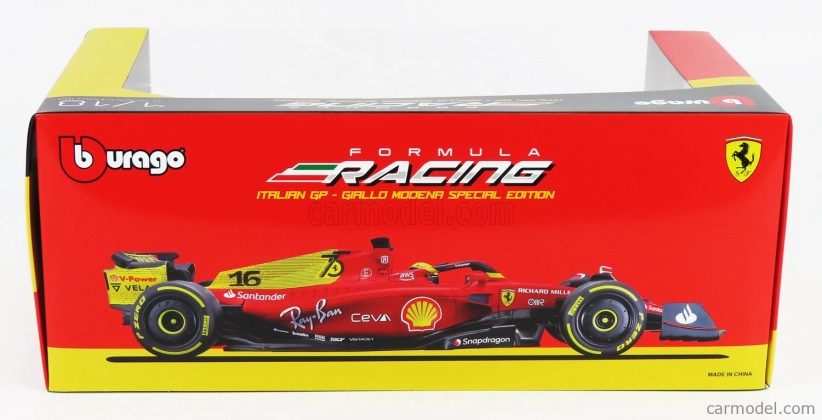 Bburago Ferrari F1-75 Scuderia Ferrari N 16 2022 Charles Leclerc 1:18, červená