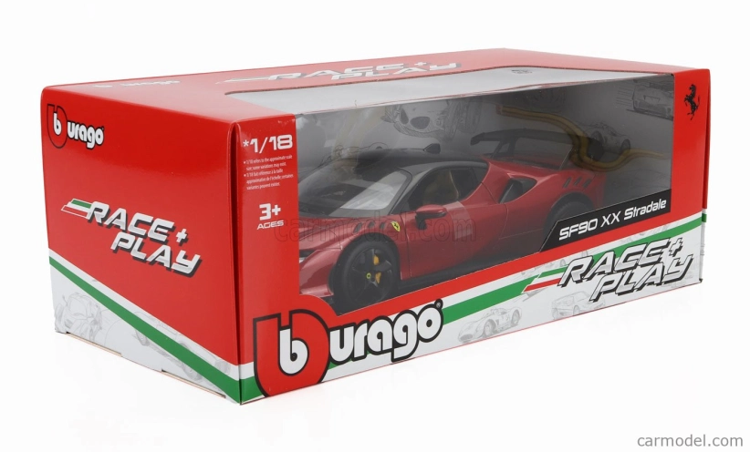 Bburago Ferrari Sf90xx Stradale 2024 1:18 Rosso Magma - Červená S Černou