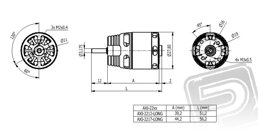 Bezkartáčový motor AXI 2217/20 V2 LONG F5J