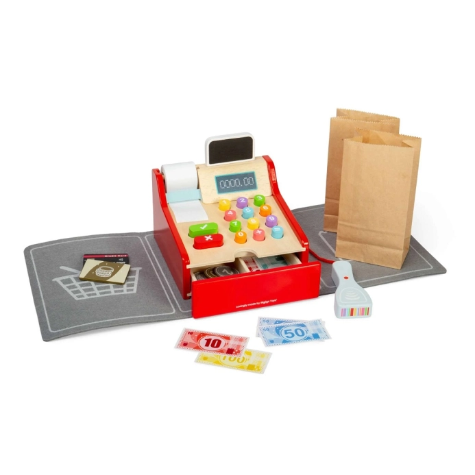 Bigjigs Toys Dětská dřevěná pokladna