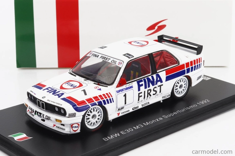 Spark-model BMW radu 3 (e30) M3 Team Bmw Fina N 1 Superturismo Monza 1992 Roberto Ravaglia 1:43 Biela