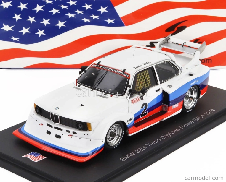 Spark-model BMW radu 3 320i Turbo N 2 Daytona Finals Imsa 1979 David Hobbs 1:43 Biela modrá červená