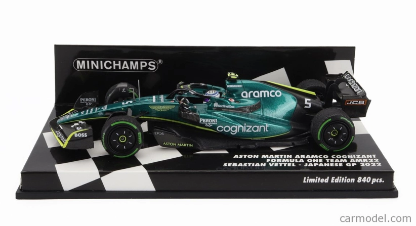 Minichamps Aston martin F1 Amr22 Team Aramco Cognizart N 5 Japan Gp 2022 Sebastian Vettel 1:43 Zelená čierna