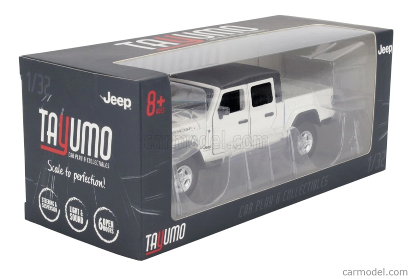 Tayumo Jeep Gladiator Pick-up Truck Rubicon 2020 1:32 Bílá Černá