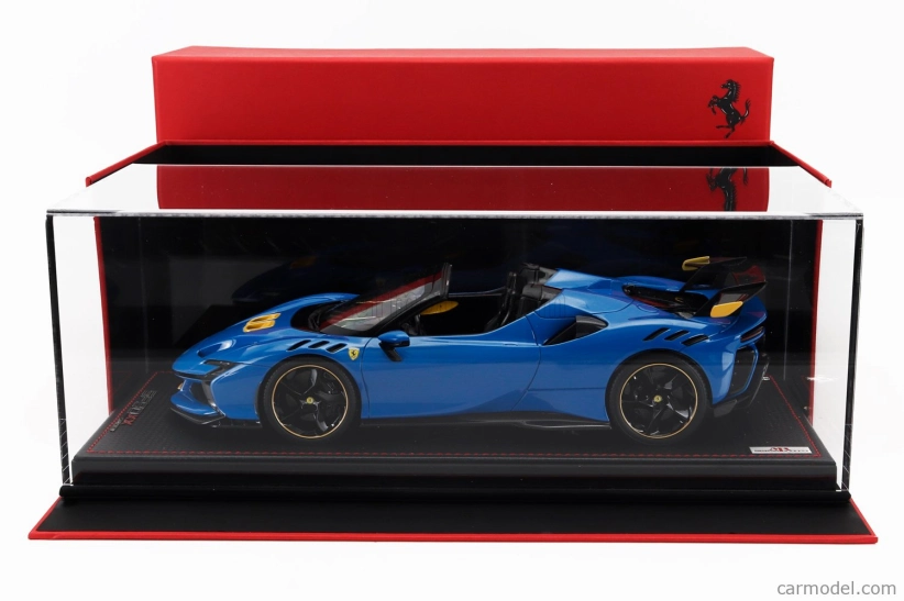 Mr-models Ferrari Sf90 Xx Stradale Spider 2024 - Con Vetrina - With Showcase 1:18 Azzurro Dino - Světle Modrá Černá Žlutá