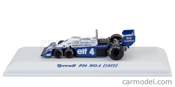 Kyosho Tyrrell F1 P34 Elf 6 Wheeler N 4 Sezóna 1977 Patrick Depailler 1:64 Modrá biela