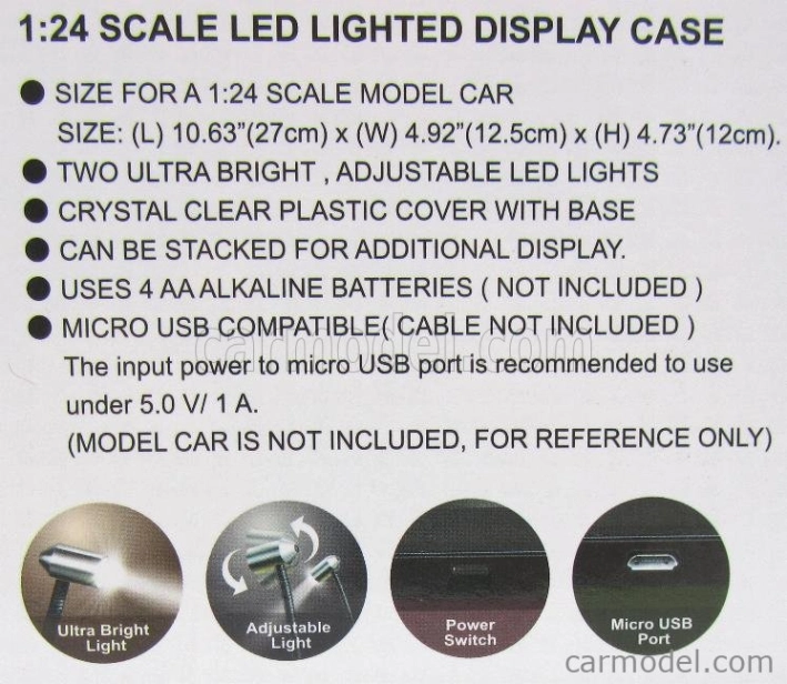 Triple9 Vetrina display box Lungh.lenght Cm 27 X Largh.width Cm 12.6 X Alt.height Cm 11.3 (altezza Interna Cm 9.6) - Luci Funzionanti - With Led 1:43 Plastový Displej