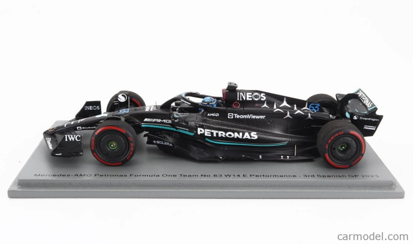 Spark-model Mercedes gp F1 W14 Team Mercedes-amg Petronas Formula One N 63 3rd Spain Gp 2023 George Russell 1:43 Matt Black
