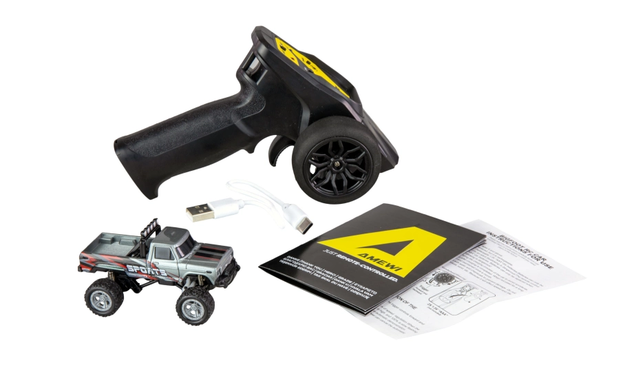 RC Monster Truck kovový 1:64 RTR LED Tempomat 2,4GHz šedý