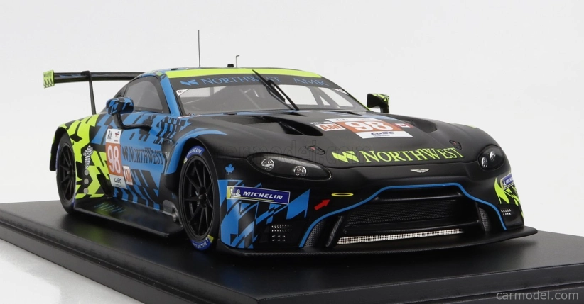 Spark-model Aston martin Vantage Amr 4.0l Turbo V8 Team Northwest Amr 3. Lmgte Am Trieda N 98 24h Le Mans 2022 P.dalla Lana - D.pittard - N.thiim - Con Vetrina - S vitrínou 1:18 Modrá Čierna Žltá
