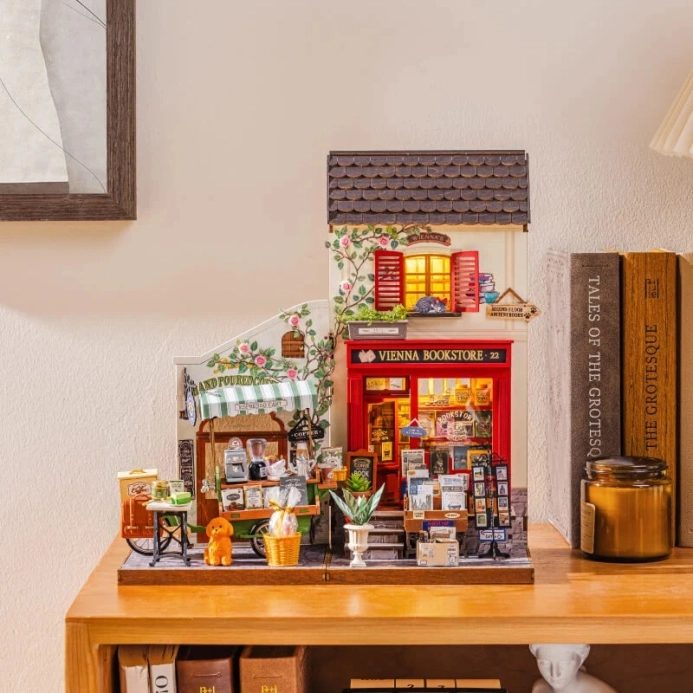 RoboTime 3D dřevěná skládačka Miniatura domečku Vídeňské knihkupectví
