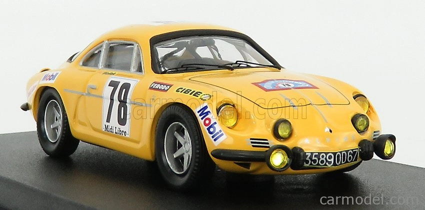 Trofeu Renault A110 Alpine N 78 Rally Criterium Des Cevennes 1969 B.wollek - M.grandrive 1:43 Žlutá