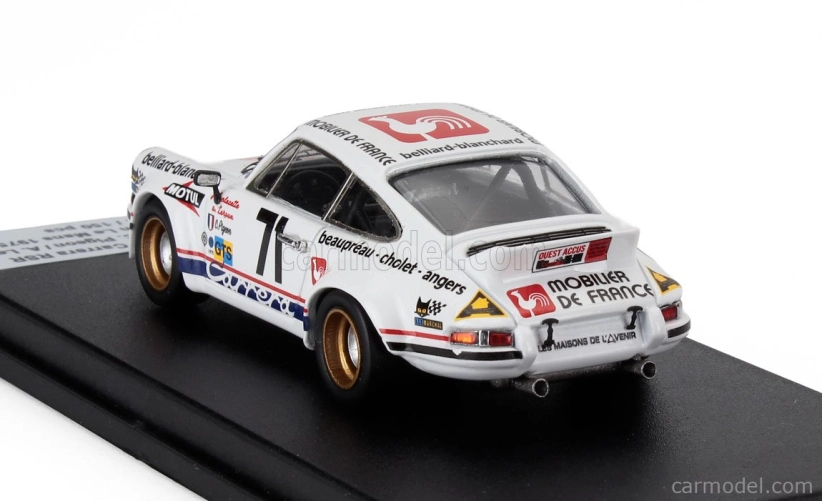 Trofeu Porsche 911 Carrera Rsr Coupe N 71 24h Le Mans 1975 Joel Laplacette - Claude Pigeon - Alain Leroux 1:43 Bílá