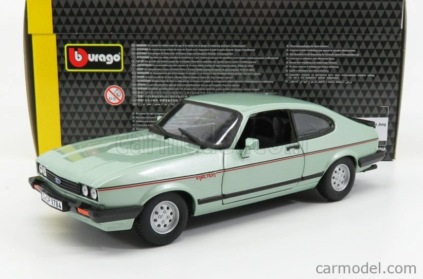 Bburago Ford england Capri Injection 1982 1:24 svetlozelená met