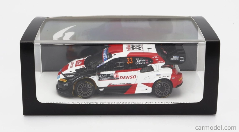 Spark-model Toyota Yaris Gr Hybrid Rally1 Team Toyota Gazoo Racing Wrt N 33 4th Rally Montecarlo 2023 E.evans - S.martin 1:43 Bílá Červená Černá