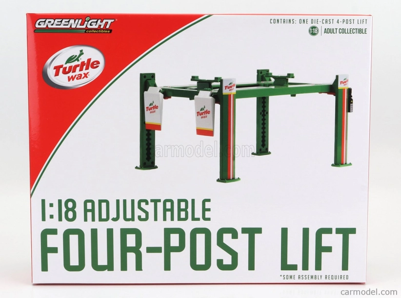 Príslušenstvo Greenlight Turtle Wax Garážová súprava Officina - Ponte Sollevatore Auto - Four Post Lift 1:18 zelená