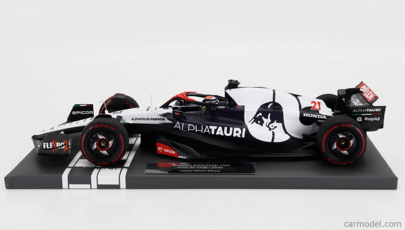 Minichamps Alpha tauri F1  At04 Team Alpha Tauri N 21 Season 2023 Nyck De Vries 1:18 Modrá Bílá