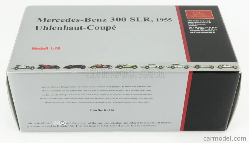 Cmc Mercedes benz 300 Slr Uhlenhaut Coupe 1955 1:18 Silver