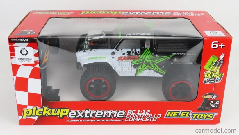 Re-el toys Extreme X-team Pick-up Bigfoot Monster 4x4 Truck 2019 1:12 Bílá Zelená Černá
