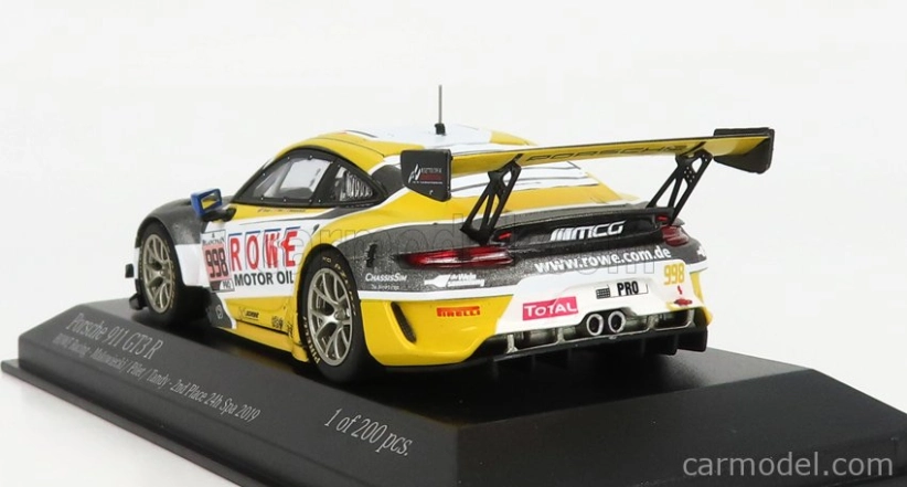 Minichamps Porsche 911 991-2 Gt3 R Team Rowe Racing N 998 2nd 24h Spa 2019 F.makowiecki - P.pilet - N.tandy 1:43 Sivá Biela Žltá