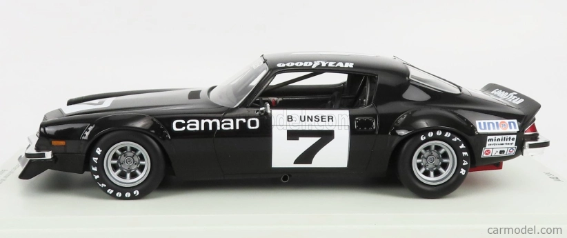 Spark-model Chevrolet Camaro Coupe N 7 Winner Iroc Michigan 1974 B.unser - Con Vetrina - S vitrínou 1:18 Black