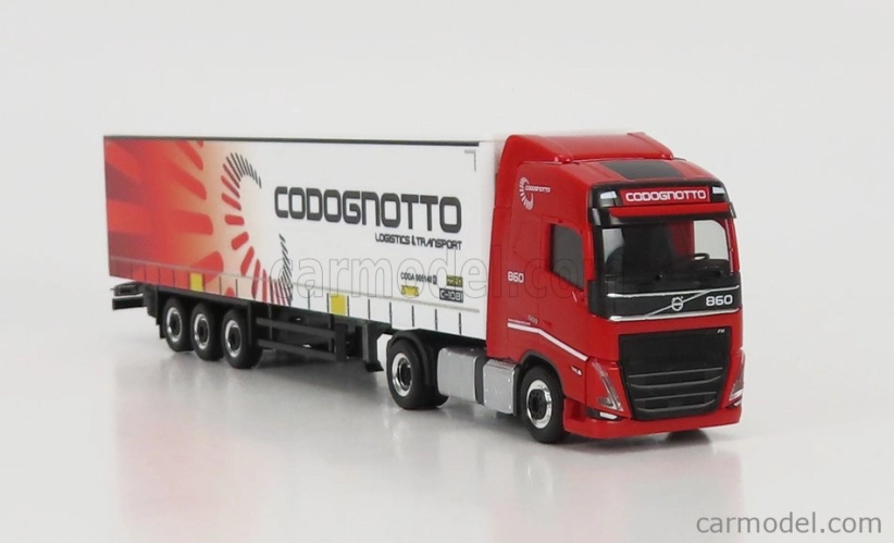 Herpa Volvo Fh4 500 Truck Telonato Codognotto Transports 2020 1:87 červená biela