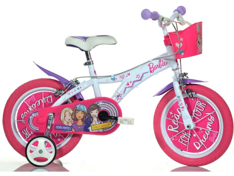 DINO Bikes - Detský bicykel 16" Barbie s košíkom