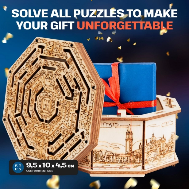 EscapeWelt 3D Dřevěná skládačka Secret Maze Box složená